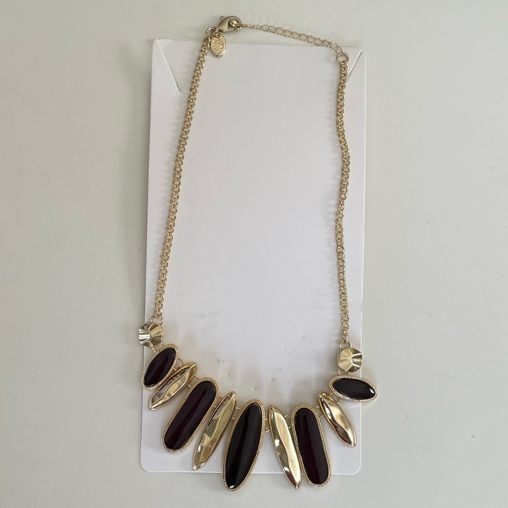 Charming Charlie Dark Purple & Gold-Tone Stone Necklace NWT - Picture 9 of 13